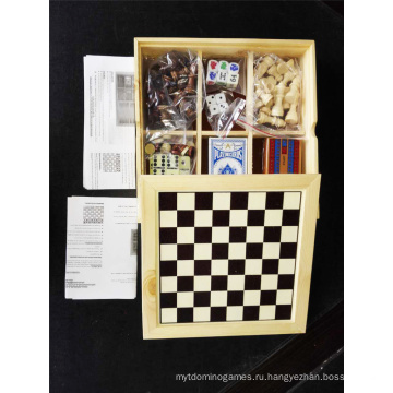 7 в 1 мульти Игровой набор оптом шахматный набор в деревянной коробке